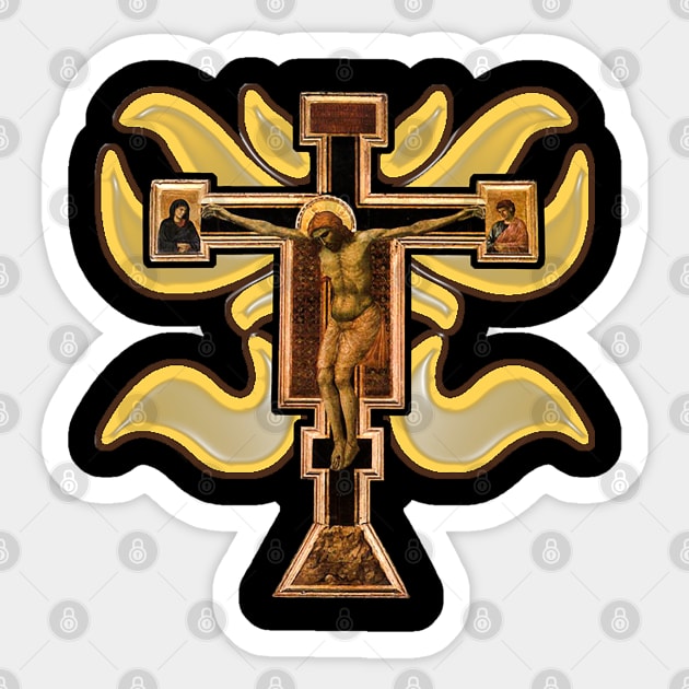 Byzantine Icon Christ on the Cross Sticker by Marccelus